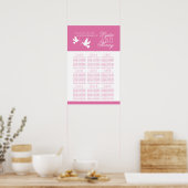 White doves pink wedding seating table plan 1-9 ポスター (キッチン)