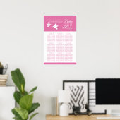 White doves pink wedding seating table plan 1-9 ポスター (ホームオフィス)