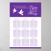 white doves purple wedding seating table plan 1-9 ポスター (正面)