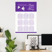 white doves purple wedding seating table plan 1-9 ポスター (ホームオフィス)