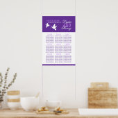 white doves purple wedding seating table plan 1-9 ポスター (キッチン)