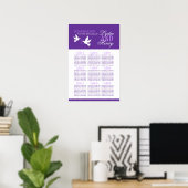 white doves purple wedding seating table plan 1-9 ポスター (ホームオフィス)