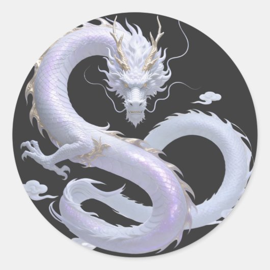 White Dragon Art | 神話上のファンタジーな美意識 | オー ラウンドシール (正面)