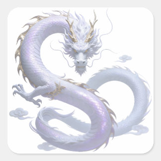 White Dragon Art | 神話上のファンタジーな美意識 | Or スクエアシール