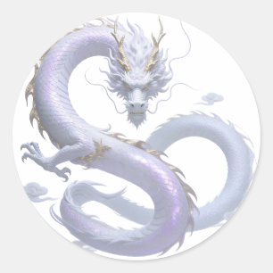 White Dragon Art 神話上のファンタジーな美意識 Or ラウンドシール