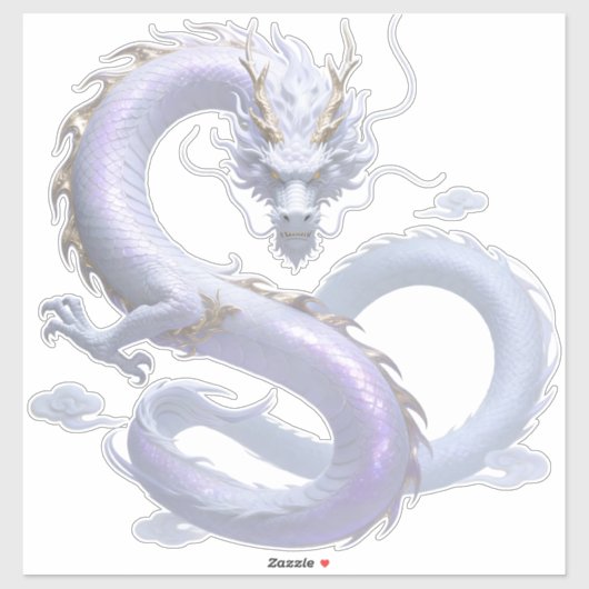 White Dragon Art | Mythical Fantasy Aesthetic | Or シール (シート)