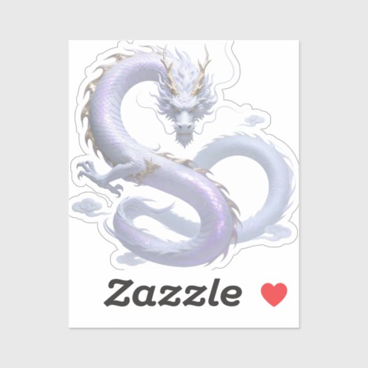 White Dragon Art | Mythical Fantasy Aesthetic | Or シール (シート)