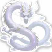 White Dragon Art | Mythical Fantasy Aesthetic | Or シール (正面)