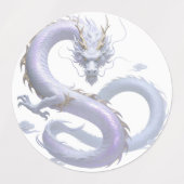 White Dragon Art | Mythical Fantasy Aesthetic | Or ラベル (デザイン1)