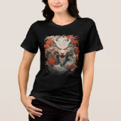 White Dragon Spirit with Crimson Peonies トライブレンドＴシャツ (正面)