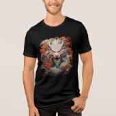 White Dragon Spirit with Crimson Peonies トライブレンドＴシャツ (正面)