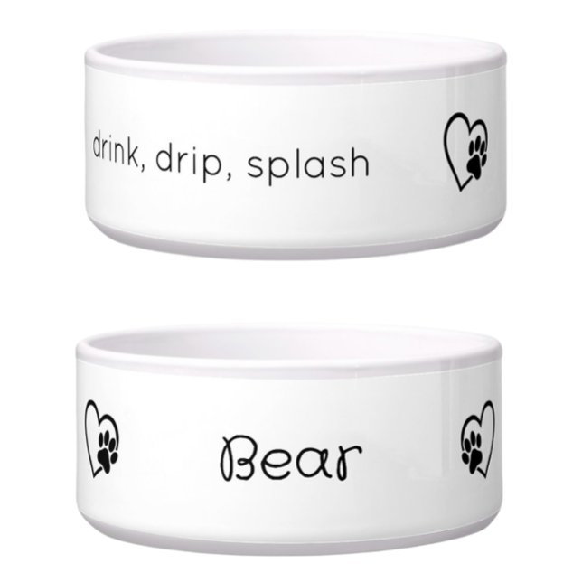 White 'drink drip splash' Dog Name Bowl ボウル (クリエイターアップロード済み)
