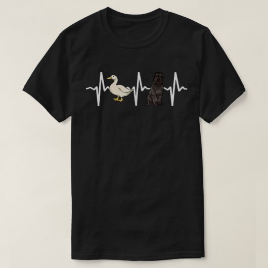 White Duck Bouvier des Flandres Heartbeat Dog Love Tシャツ (デザイン正面)