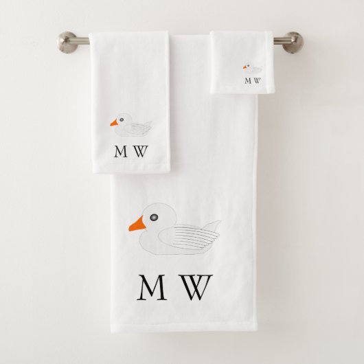 White Duck Design Monogrammed バスタオルセット (インサイチュ)