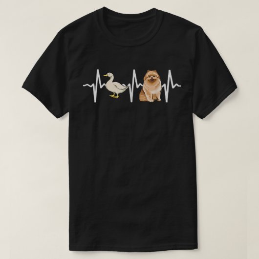 White Duck Pomeranian Heartbeat Dog Lover  Tシャツ (デザイン正面)