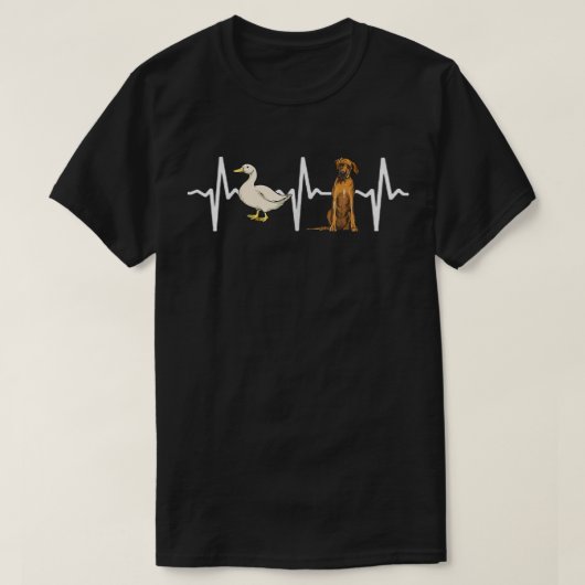 White Duck Rhodesian Ridgeback Heartbeat Dog Lover Tシャツ (デザイン正面)