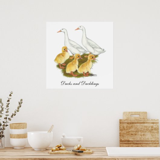 White Ducks and Ducklings ポスター (キッチン)