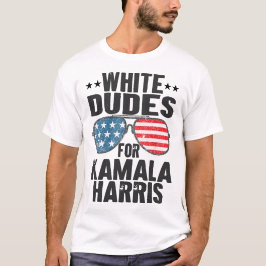 White Dudes For Kamala Harris Sungles Usa Tシャツ (正面)