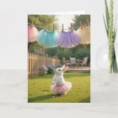 White Easter Bunny Wearing a Pink Tutu カード (正面)