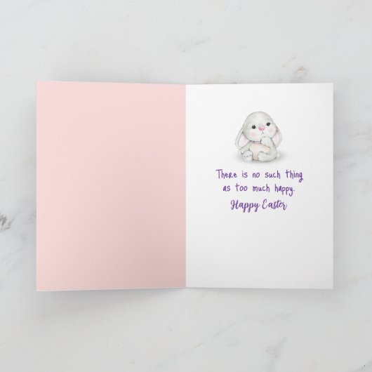 White Easter Bunny Wearing a Pink Tutu カード (内部)