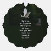  White Egret Bird Memorial Keepsake  オーナメントカード (裏面)