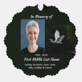  White Egret Bird Memorial Keepsake  オーナメントカード (正面)