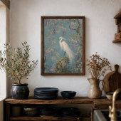 White Egret Wisteria Chinoiserie Poster ポスター