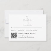 White Elegant Botanical Traditional & QR Code 出欠カード (正面)