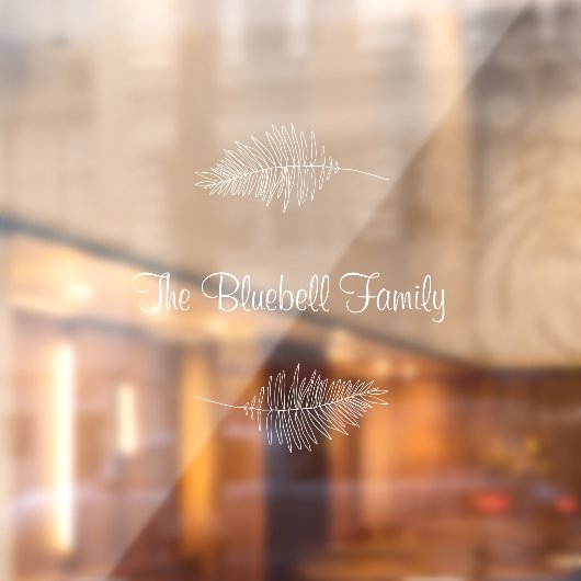 White Elegant Family Name Botanical Leaf Sticker ウィンドウサイン (シート2)