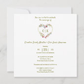 White Elegant Floral Pink Heart 3 Photos  Wedding 招待状 (裏面)