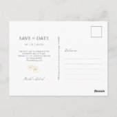 White | Elegant Gold Floral Wedding Save the Date ポストカード (裏面)