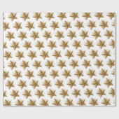 White Elegant Gold Stars Pattern New Year winter ラッピングペーパー (フラット)