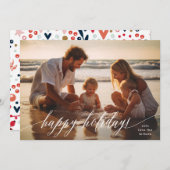 white elegant Happy Holidays calligraphy シーズンカード (正面/裏面)