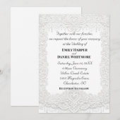 White Elegant Lace Wedding Invitation 招待状 (正面/裏面)