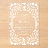 White Elegant Mexican Fiesta Wedding アクリル招待状 (正面)