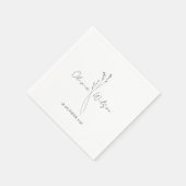 White Elegant Minimalist Botanical スタンダードカクテルナプキン (角)