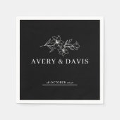 White Elegant Minimalist Botanical スタンダードカクテルナプキン (正面)