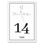 White Elegant Minimalist Botanical Wedding テーブルナンバー (裏面)