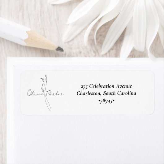 White Elegant Minimalist Botanical Wedding ラベル (インサイチュ)