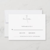 White Elegant Minimalist Botanical Wedding 出欠カード (正面)