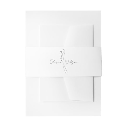 White Elegant Minimalist Botanical Wedding 招待状ベリーバンド (正面例)