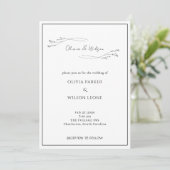 White Elegant Minimalist Botanical Wedding 招待状 (スタンド正面)