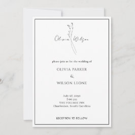 White Elegant Minimalist Botanical Wedding 招待状