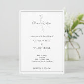 White Elegant Minimalist Botanical Wedding 招待状 (スタンド正面)
