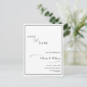 White Elegant Minimalist Wedding Save the Date ポストカード (スタンド正面)