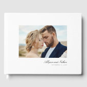 White Elegant Modern Simple Script Photo Wedding ゲストブック (正面)