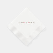 White Elegant Pink Rose Personalized Initials 縁ありカクテルナプキン (角)