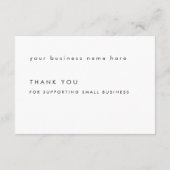 White Elegant Thank You Card Small Business  サンキューカード (裏面)