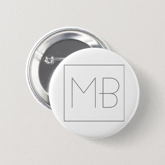 White Elegant Unique Monogrammed 缶バッジ (正面&裏面)