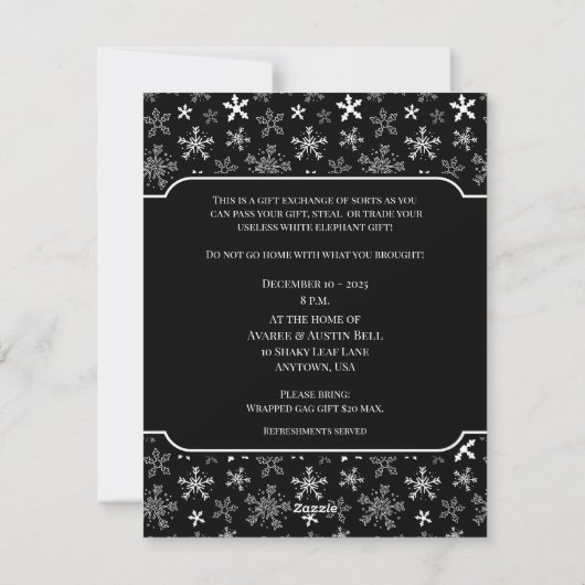 White Elephant Christmas Party Invitation シーズンカード (裏面)